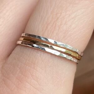 Flash Sale! ✨ Size 6.5 Gold and Silver Hammered Stacking Rings
